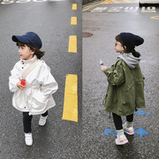 女童时髦外套春秋款韩版儿童工装休闲风衣中小童女宝宝收腰夹克潮