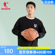 中国乔丹运动红色卫衣男2024春季男士宽松休闲印花KJ篮球上衣