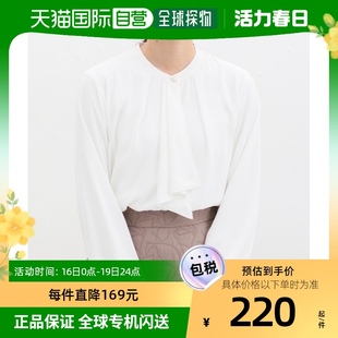 日本直邮Honeys女士温暖内衬蝴蝶结衬衫 软质舒适 优雅设计 宽松