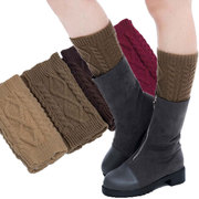 保暖袜套欧美风靴套秋冬纯色，毛线袜套护膝，腿套脚套鞋套针织毛线女