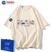 NASA联名潮牌蜡笔小新短袖情侣男女夏季宽松圆领半袖上衣T恤