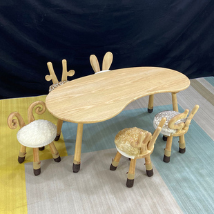 幼儿园实木桌椅儿童桌子，组合幼儿画室早教，阅读区绘本馆托育可定制