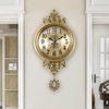 美式轻奢纯铜挂钟客厅家用时尚，创意大气时钟挂表豪华欧式钟表挂墙
