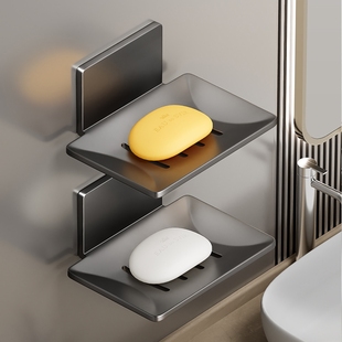 浴室肥皂盒沥水太空铝免打孔香皂，碟卫生间置物架壁挂式墙面铝合金