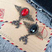 红黑宝石蝙蝠蒸汽朋克，风胸针胸饰
