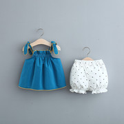 宝宝夏季洋气套装1-3岁婴儿，衣服2小女童可爱娃娃，衫短裤时尚两件套