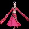 中国风古典儿童红色水袖汉唐舞蹈楚优演出服儿童民族表演服装