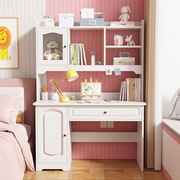 儿童学习桌家用卧室书桌书架组合一体女孩房间网红写字桌子置物架