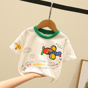 男女童洋气卡通短袖t恤儿童，2024夏装宝宝1-3岁小童，半袖纯棉体恤衫