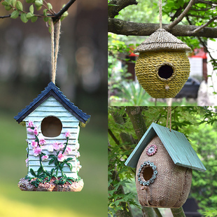 户外庭院树脂创意鸟窝，鸟巢别墅花园景观，园艺布置造景装饰挂件摆件