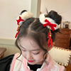 栀了成长记中国风儿童汉服头饰发夹女童宝宝红色毛球古风发饰头花