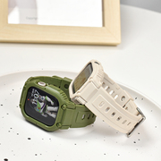 适用applewatch硅胶一体式表带苹果手表s8保护壳iwatch765432se代星光运动冰川液态硅胶表带41mm电子风