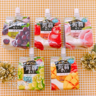 日本本土Tarami蒟蒻魔芋果汁低卡果冻白桃芒果吸吸乐零食150g