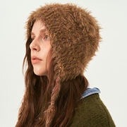 设计款多巴胺色彩点绑带，毛线帽女冬季保暖套头可爱冷帽小熊帽