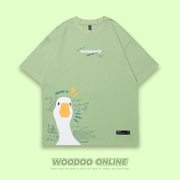 数学家鸭woodoo设计师品牌，创意趣味卡通oversize男女t恤