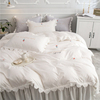 夏季白色仙女刺绣纯棉100全棉床上四件套公主风被套蕾丝边床裙款4