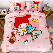公主粉色红可爱卡通，儿童床上用品床单被套四件套男孩女孩三件套