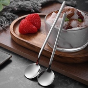 304不锈钢小圆勺 创意咖啡勺甜品勺家用长柄搅拌勺调羹冰圆勺子