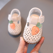 春夏女童小皮鞋0-1-2岁女宝宝防滑软底学步鞋 婴幼儿缕空凉鞋