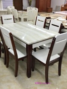 白色餐桌新餐台家庭吃饭桌实木餐桌椅组合欧式简约餐台