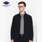 德鲨秋冬季短款黑色立领夹克男青年时尚商务男装外套BR15339