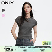 ONLY奥莱春季简约休闲蝙蝠袖收腰修身短款T恤女