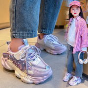 LANMAO蓝猫童鞋女童跑步鞋2024年儿童舒适休闲鞋老爹鞋潮