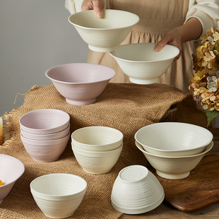陶瓷4.5英寸米饭碗7英寸面碗组合装家用北欧风吃饭吃面碗微瑕