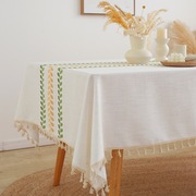 ins麦穗金色花朵境风餐桌布艺野餐布提花叶子茶几台布长方形盖布