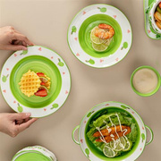 创意仙人掌造型碗盘釉下彩儿童沙拉碗餐具家用陶瓷泡面碗汤碗烤盘