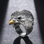 复古泰银雄鹰展翅男士戒指个性，霸气潮男女，开口老鹰头食指指环