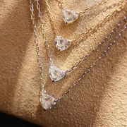 宝创集18k金0.3克拉天然钻石，心形锁骨链套链，精致百搭简约钻石项链