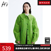 经典的衬衫版型外套，明快亮绿色