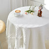 白色高级欧式棉麻桌布日式ins茶几大圆桌台布，床头柜书桌方桌盖布