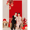 新中式婚纱摄影喜嫁风拍照道具藤编镂空灯笼，红背景装饰花蜂窝灯笼
