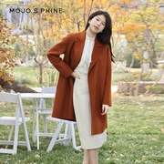 MOJO 冬季款呢子大衣酒红色羊毛优雅气质修身外套女长款高级感