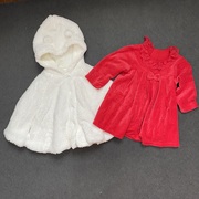 2021红公主裙小女孩洋气，女儿童宝宝，生日礼服套装雪白斗篷蕾丝