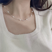 天然淡水珍珠项链，设计感气质，s925纯银锁骨链送女朋友妈妈生日礼物