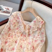 碎花雪纺气质长袖衬衫女春秋季韩版高级感甜美超仙的小衫上衣