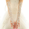 新娘婚纱手套婚纱礼服，手套蕾丝手套，露指加长款白色带钻手套