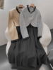 1.3斤秋季韩系淑女两件套短款外套无袖连衣裙，套装时尚休闲洋气k$3