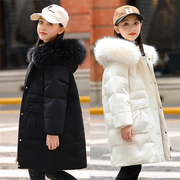 巴拉中大童羽绒服女童中长款2023女孩韩版加厚免洗外套冬季