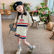 女童套装夏装2023韩版洋气儿童夏季小女孩，网红时髦童装两件套