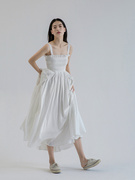长裙法式大裙摆海边拍照裙子，白色吊带连衣裙小白裙抹胸仙女纱裙