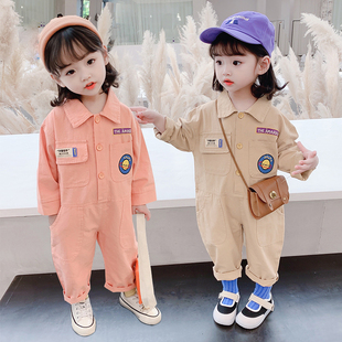 韩国童装女童连体衣宝宝工装连身衣休闲洋气小童婴儿爬服秋装网红