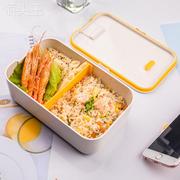 创意小麦秸秆饭盒长方形日式便当盒，配手机架塑料午餐盒保鲜盒