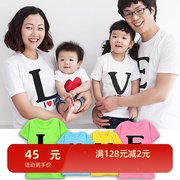 韩版拍照摄影亲子短袖新潮衣服，t恤欧美字母，love家庭装夏运动(夏运动)体恤
