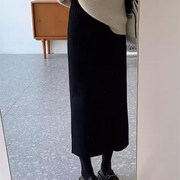 黑色半身裙女秋冬2m023年小个子中长版直筒高腰显瘦a字包臀裙