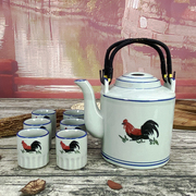 怀旧陶瓷茶壶大号家用耐高温大容量单壶泡茶公鸡水壶，开水壶凉水壶