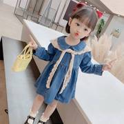 韩系女童牛仔裙连衣裙，2023春秋儿童网红裙子，s女宝宝春装
